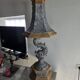 Monumental lamp with a dolphin in cast iron and lead scales - 110cm