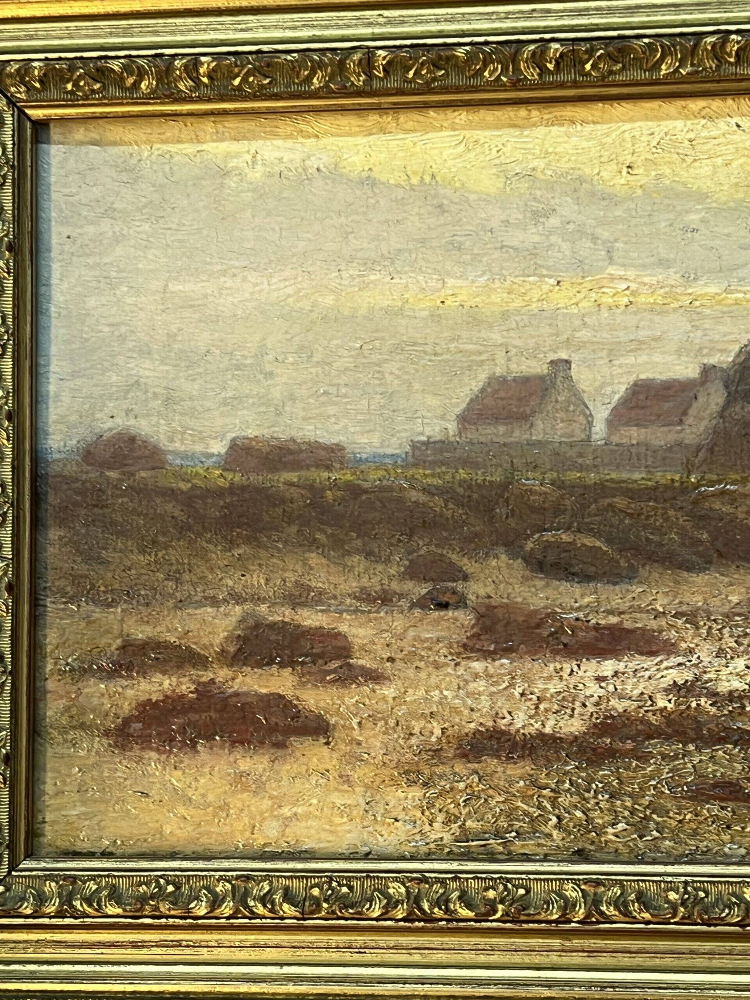 A. Laemmermann, oil painting on cardboard depicting a rocky landscape.