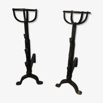 Pair of wrought iron landiers