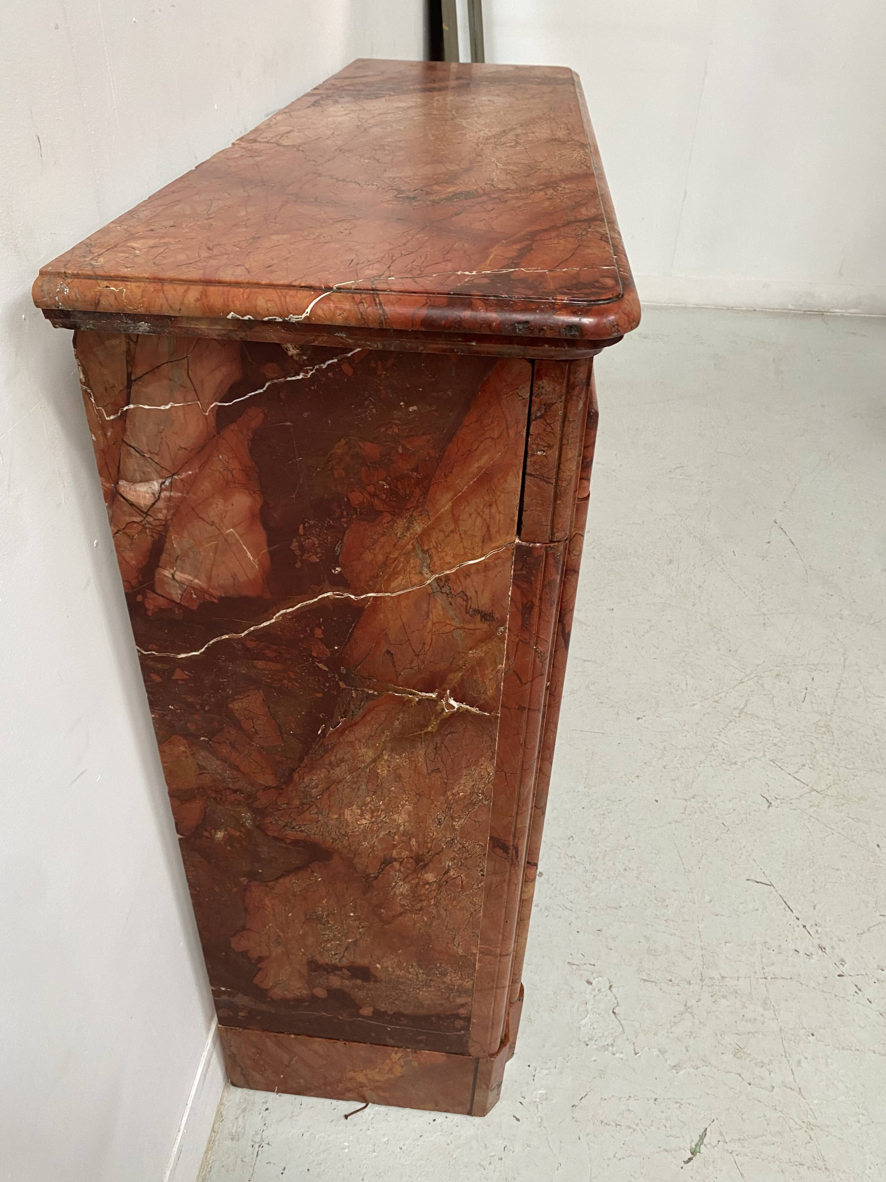 Louis Philippe fireplace in red breccia marble, 19th century