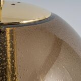 Large smoked glass ball pendant by Limburg with brass, Germany, 1970s.