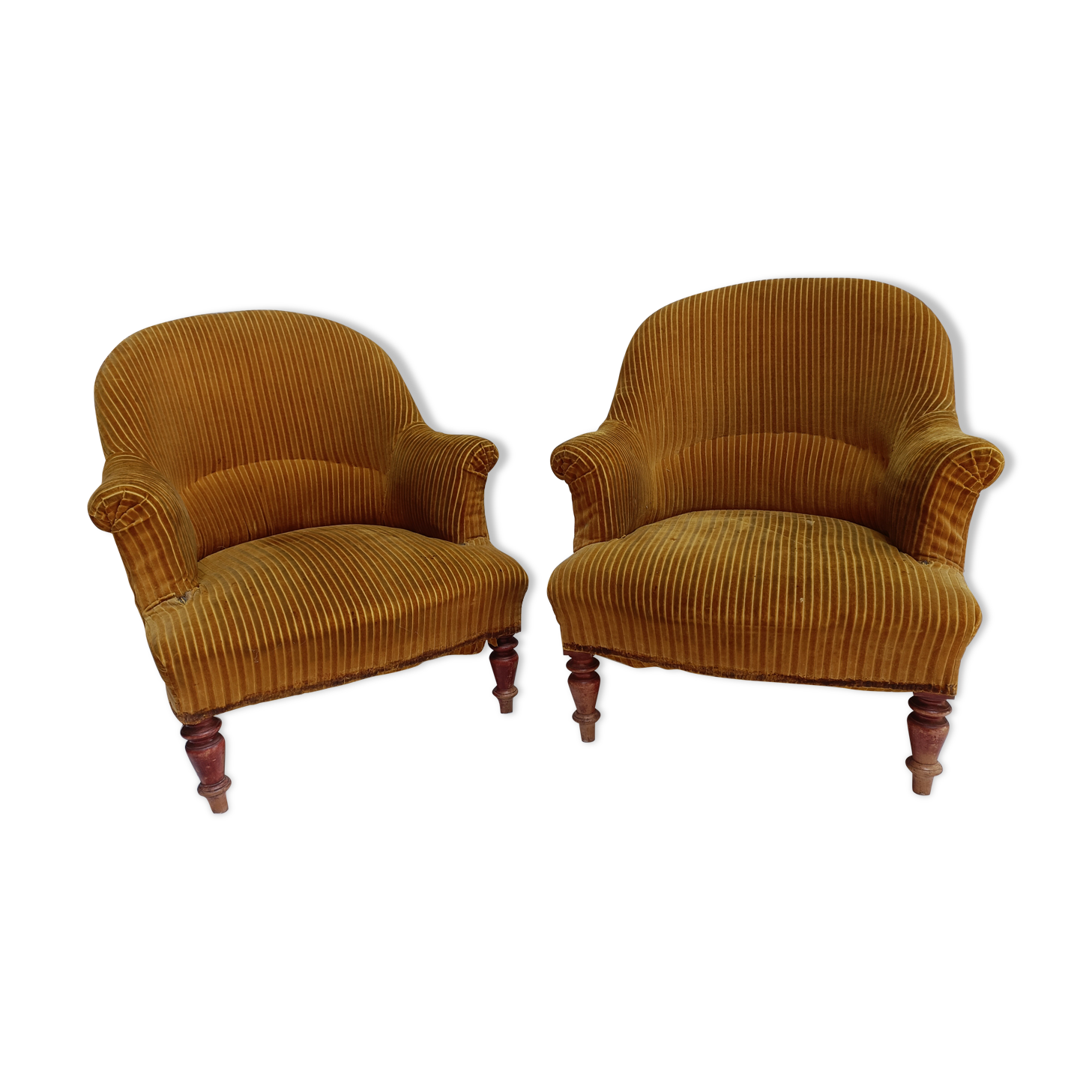 Pair of beech toad armchairs