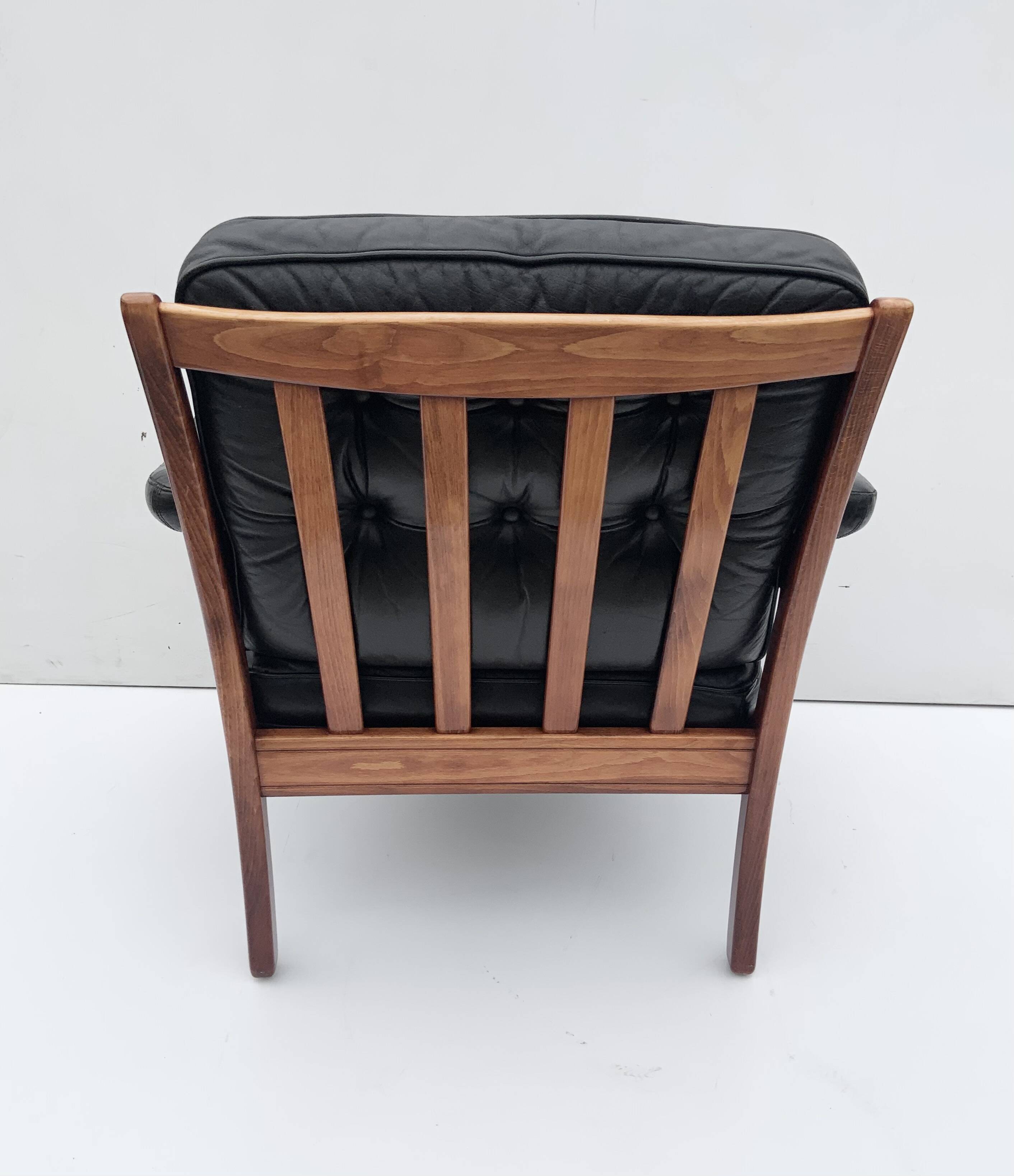 Vintage black leather lounge chair by gote mobler 1970s