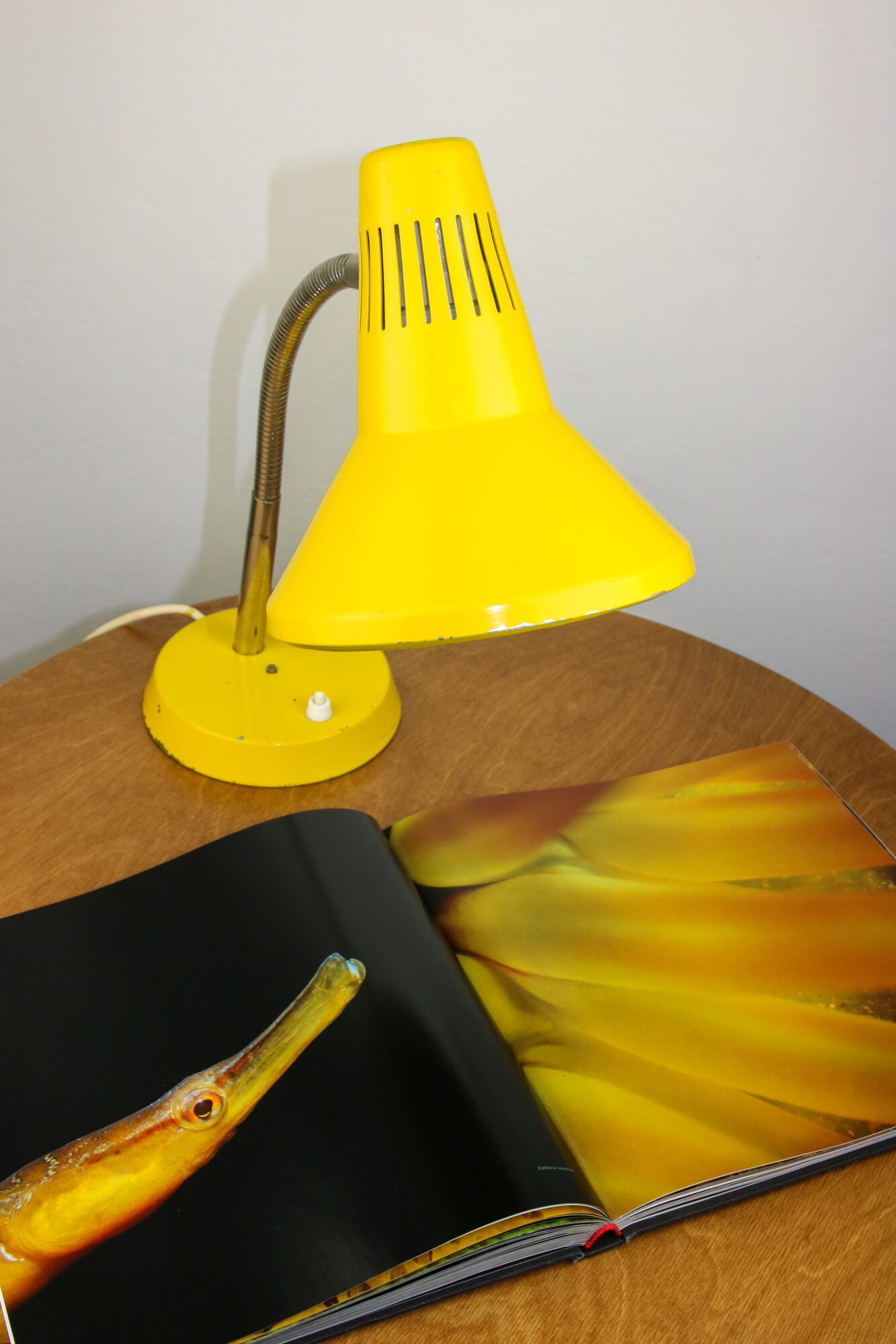 Adjustable Desk Lamp in Yellow Painted Metal and Chrome-Plated Spiral Arm from TEP, 1970s