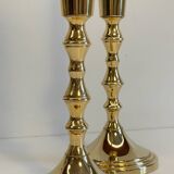 Pair of vintage golden metal candle holders