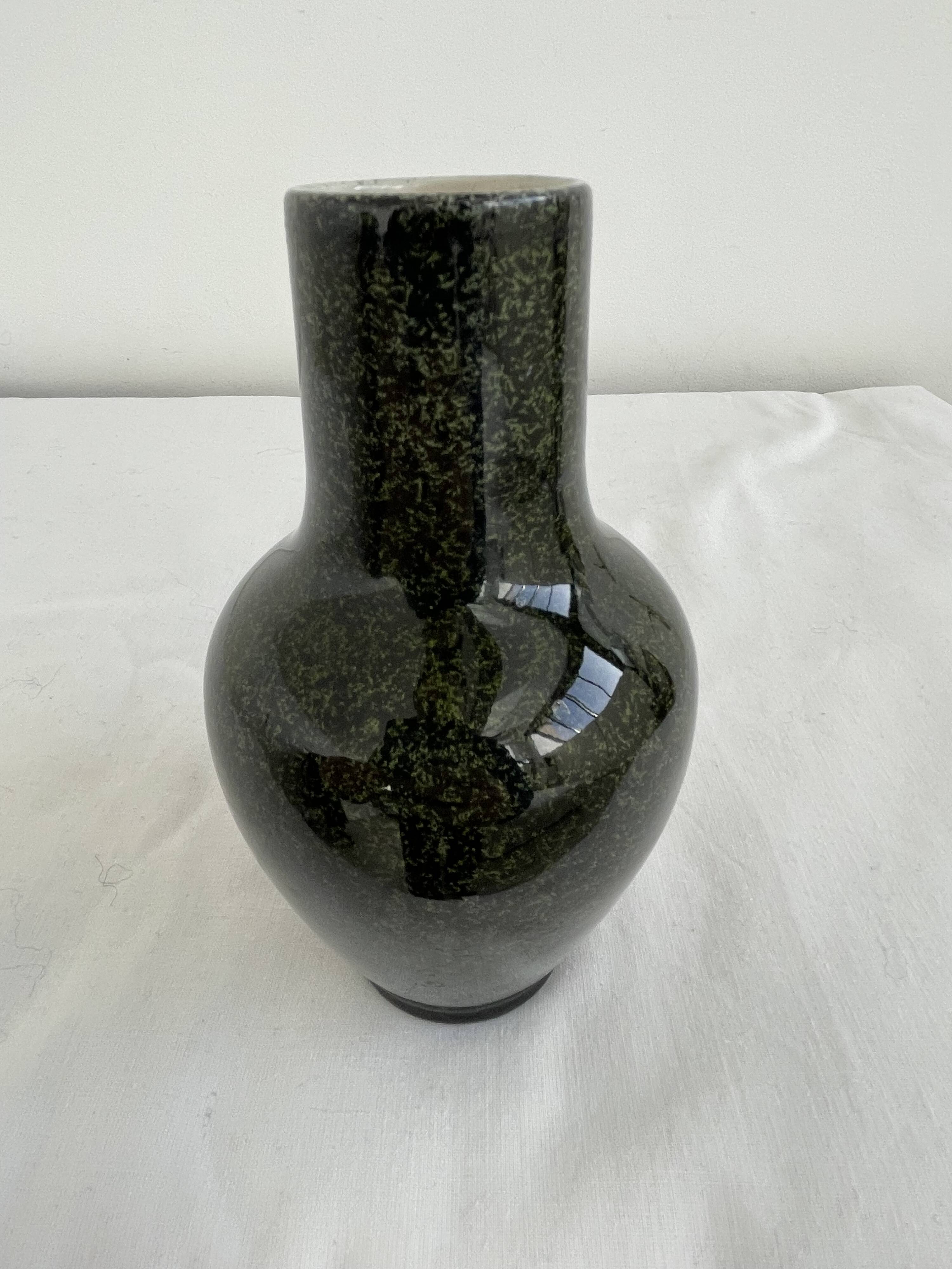 Vase, Sèvres glazed earthenware, glaze, speckled green, spotted, Miletus, 19th century, elegant, decorative