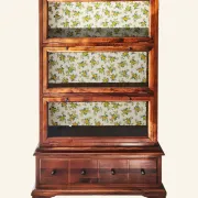 Globe-Wernicke display cabinet in walnut, 3 modules and drawer.