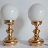 Pair of gilded metal lamps