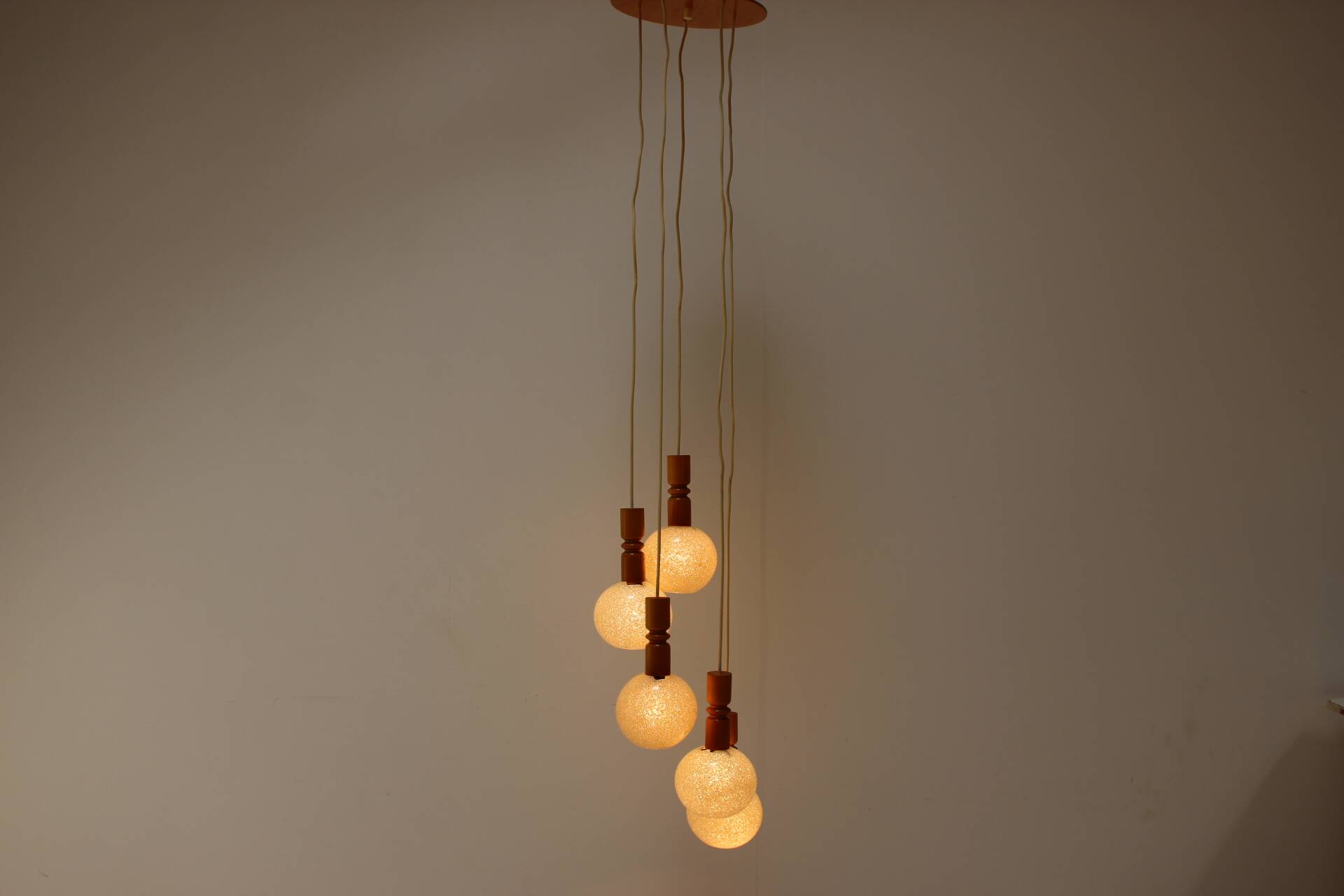 1970s Cascade Chandelier with Plastic Shades, Czechoslovakia