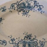 Old serving dish floral and maritime decoration