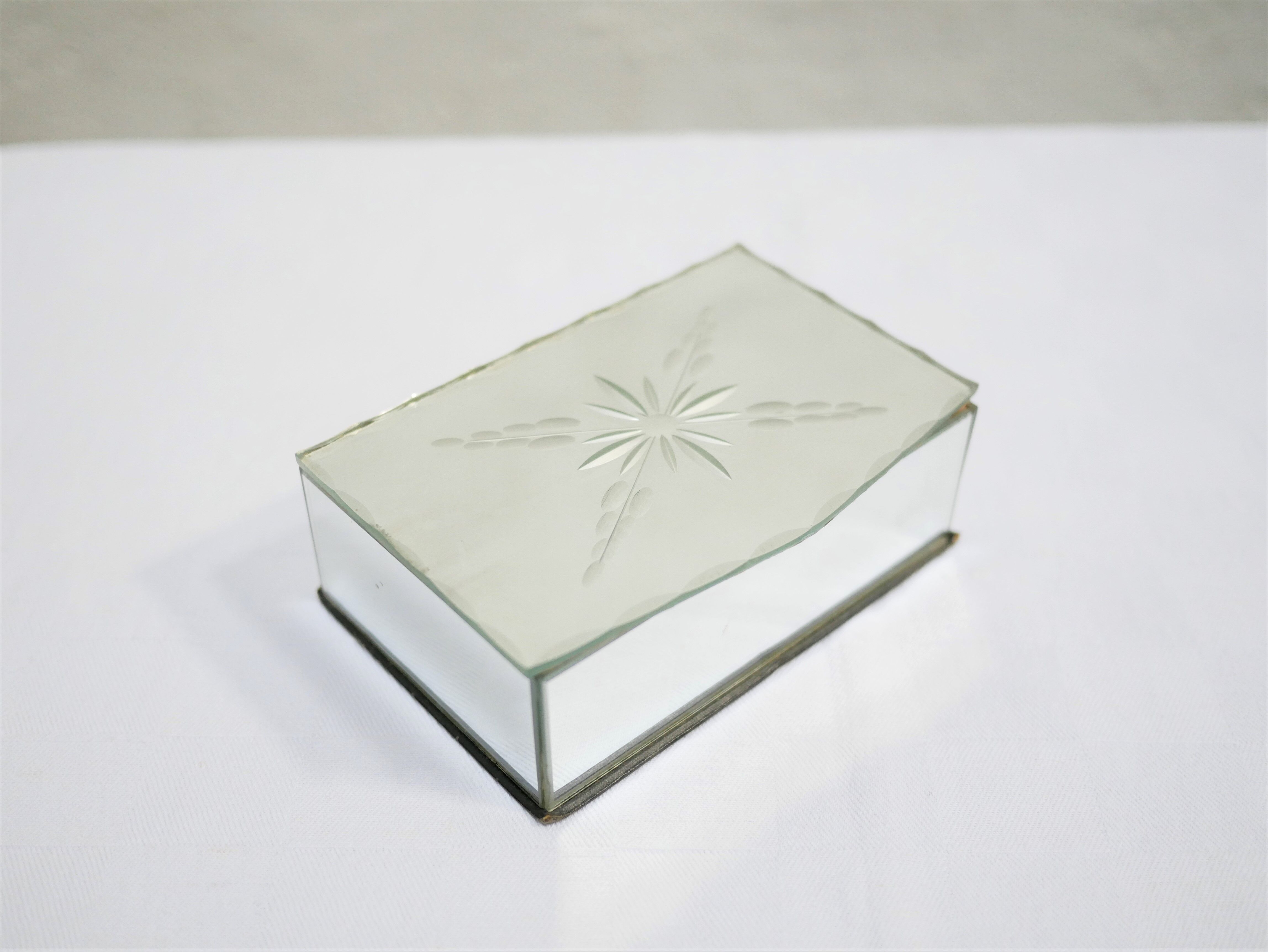 Art Deco jewelry box in beveled glass