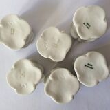 set of 6 pink candle holders in white porcelain