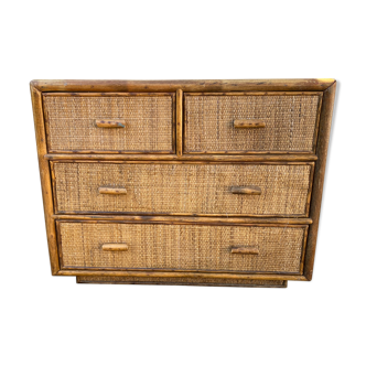 Vintage rattan chest of drawers