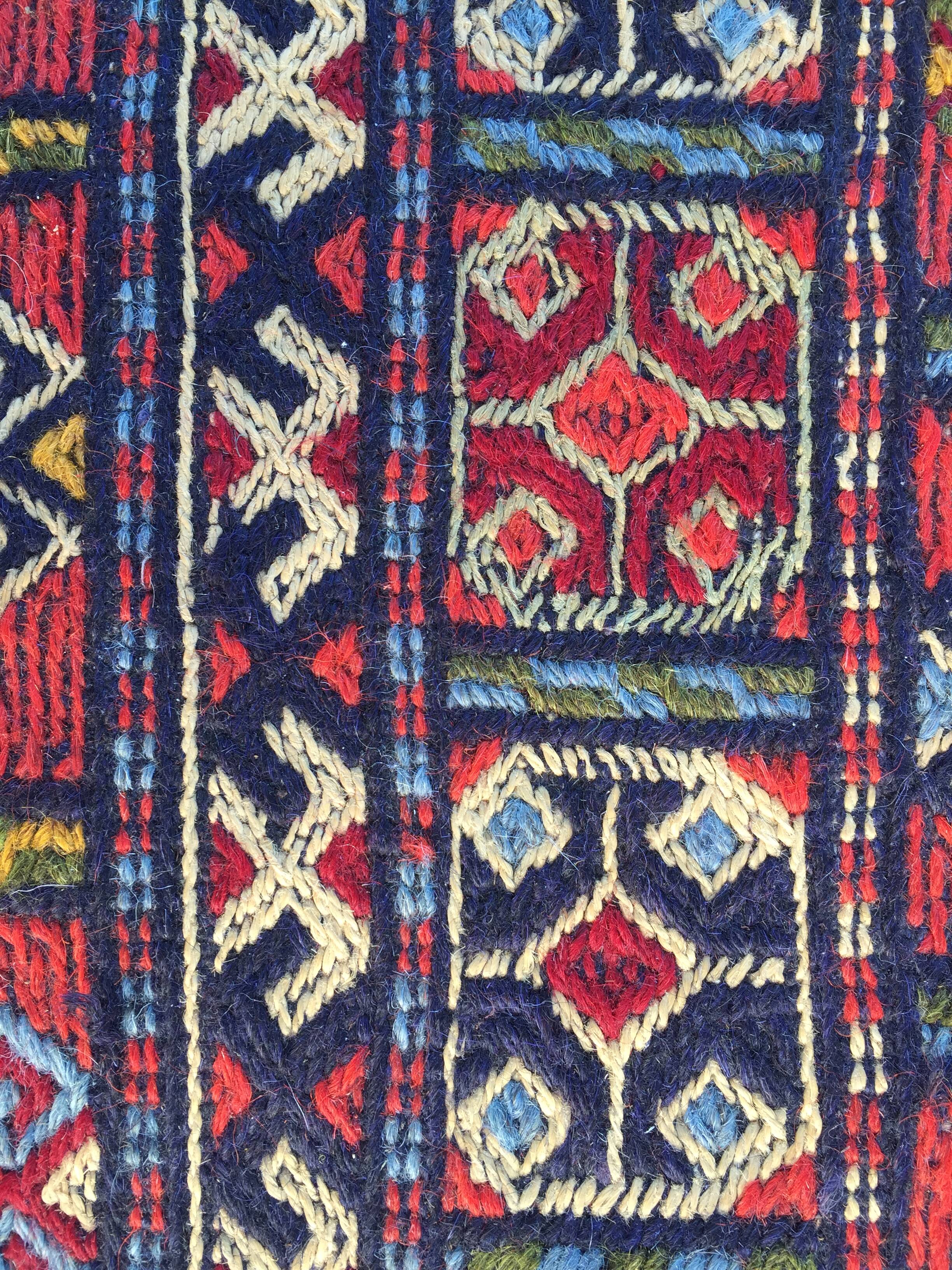 Berber carpet, woven and embroidered, wool 204 x106 cm 20th century