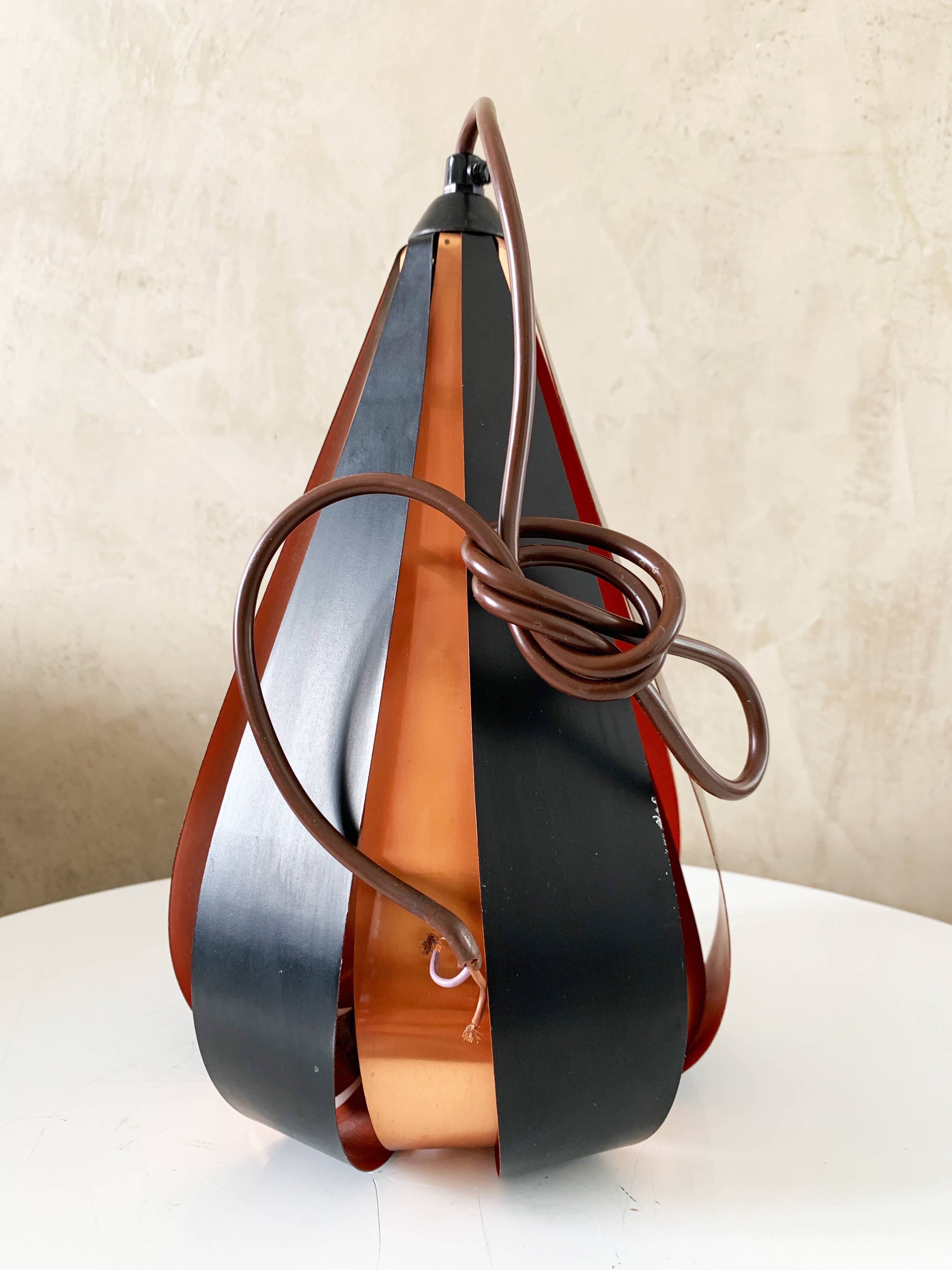 Werner Schou Pendant Lamp Made Of Copper And Black Lacquered Metal - Scandinavian Mid-century - Vint