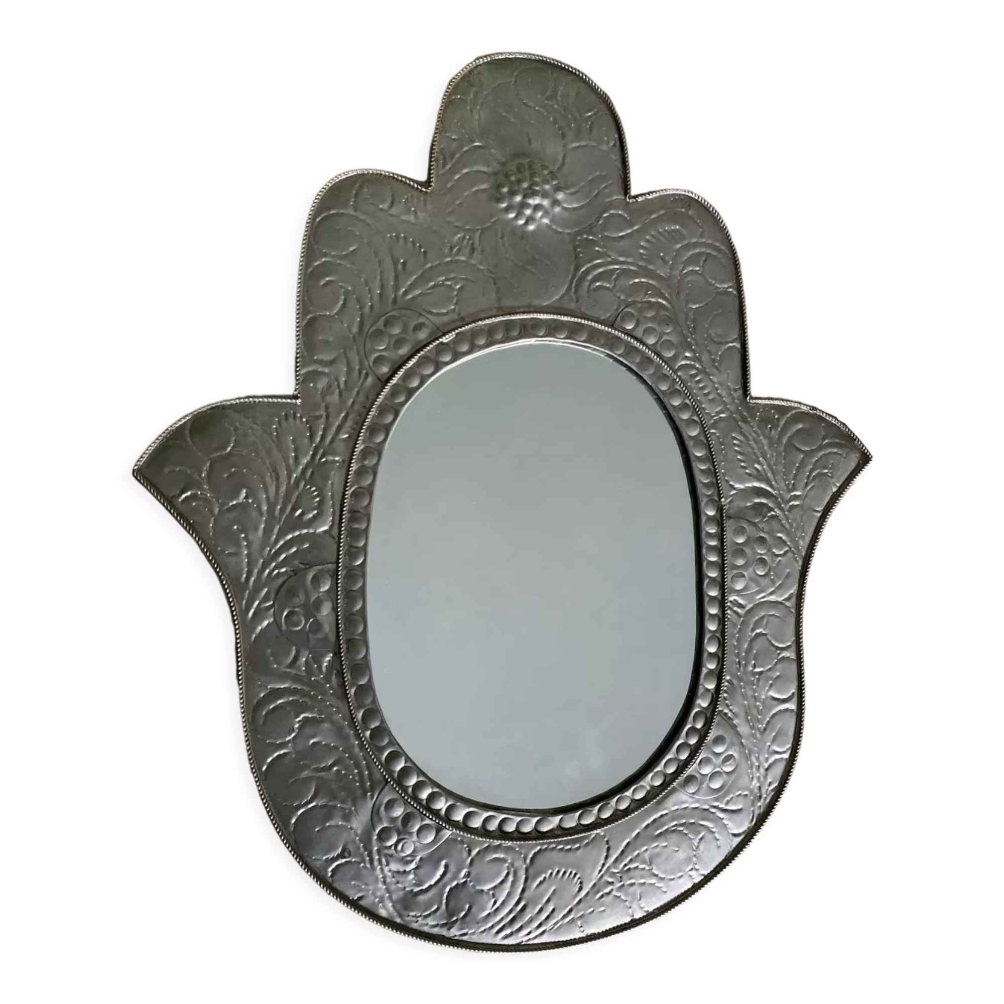 Moroccan mirror silver metal hand