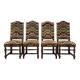 4 chaises de style Louis XIII en bois tournés et velours