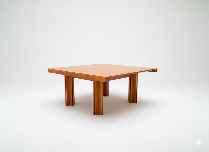 Wooden Quatour Table attributed to Carlo Scarpa for Gavina, Italy, 1973