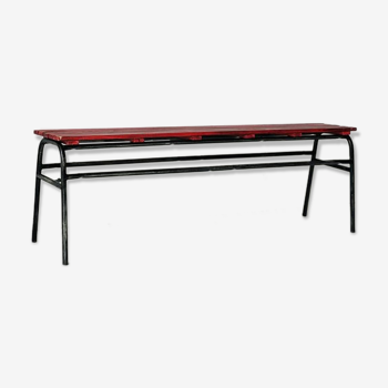 Red industrial pine bench, 1970s