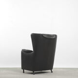 Fauteuil à oreilles en cuir DS-23 de Franz Josef Schulte pour De Sede, 1980