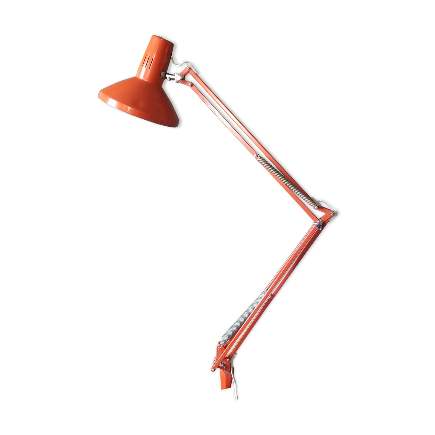Ledu's vintage architect's lamp in orange sheet metal - 1960s