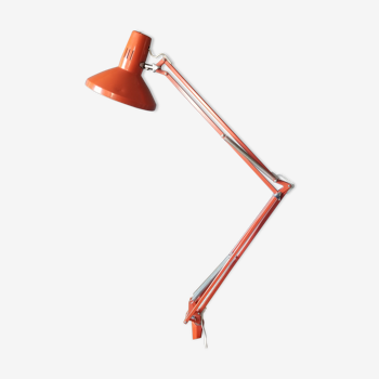 Lampe d'architecte vintage en tôle orange de la marque Ledu - années 60