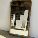 Large gilded mirror 19th century rounded corners mercury glass Louis XVI style