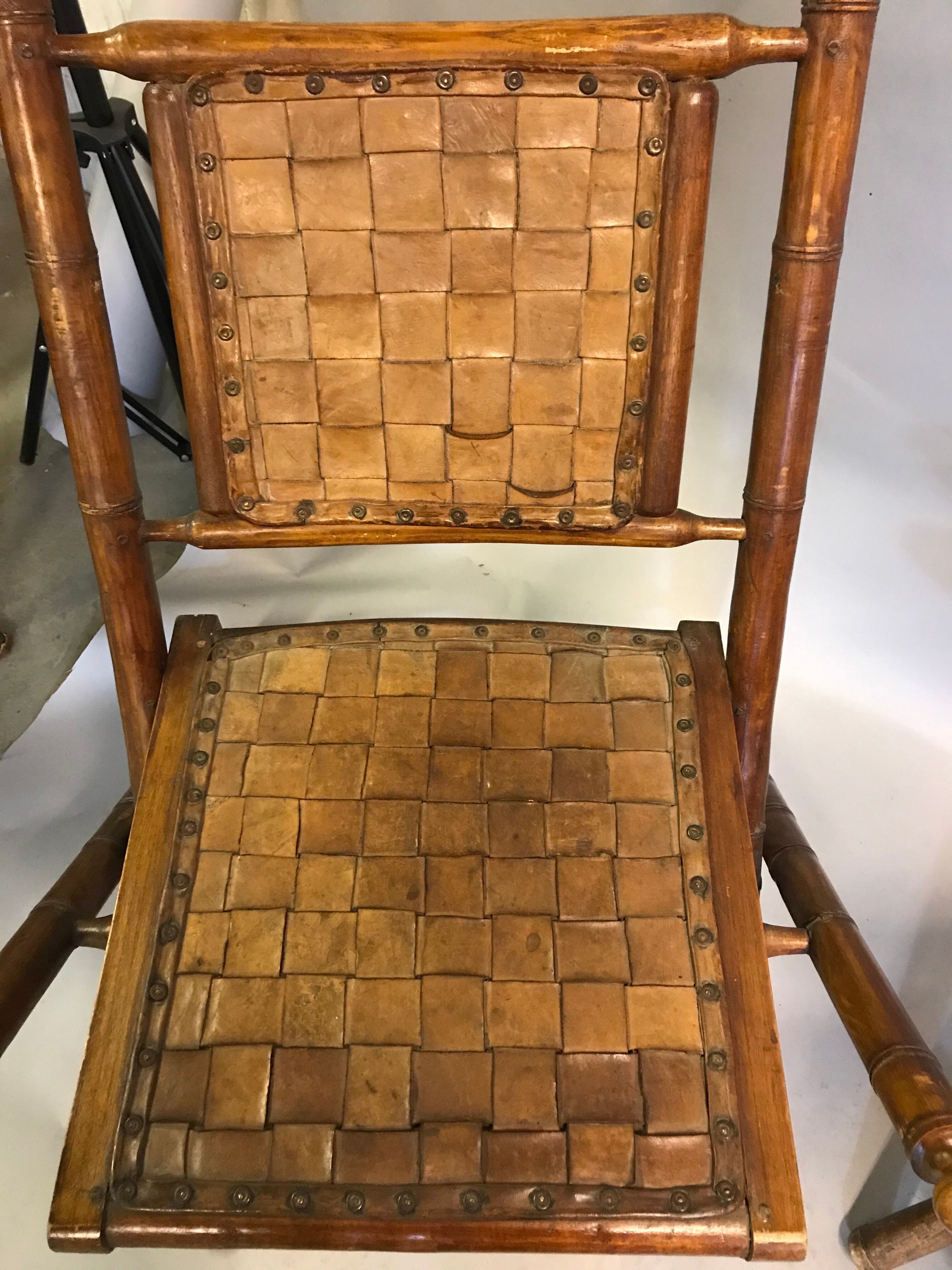 Former colonial armchairs in braided leather