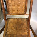 Ancien fauteuils coloniaux en cuir tressé