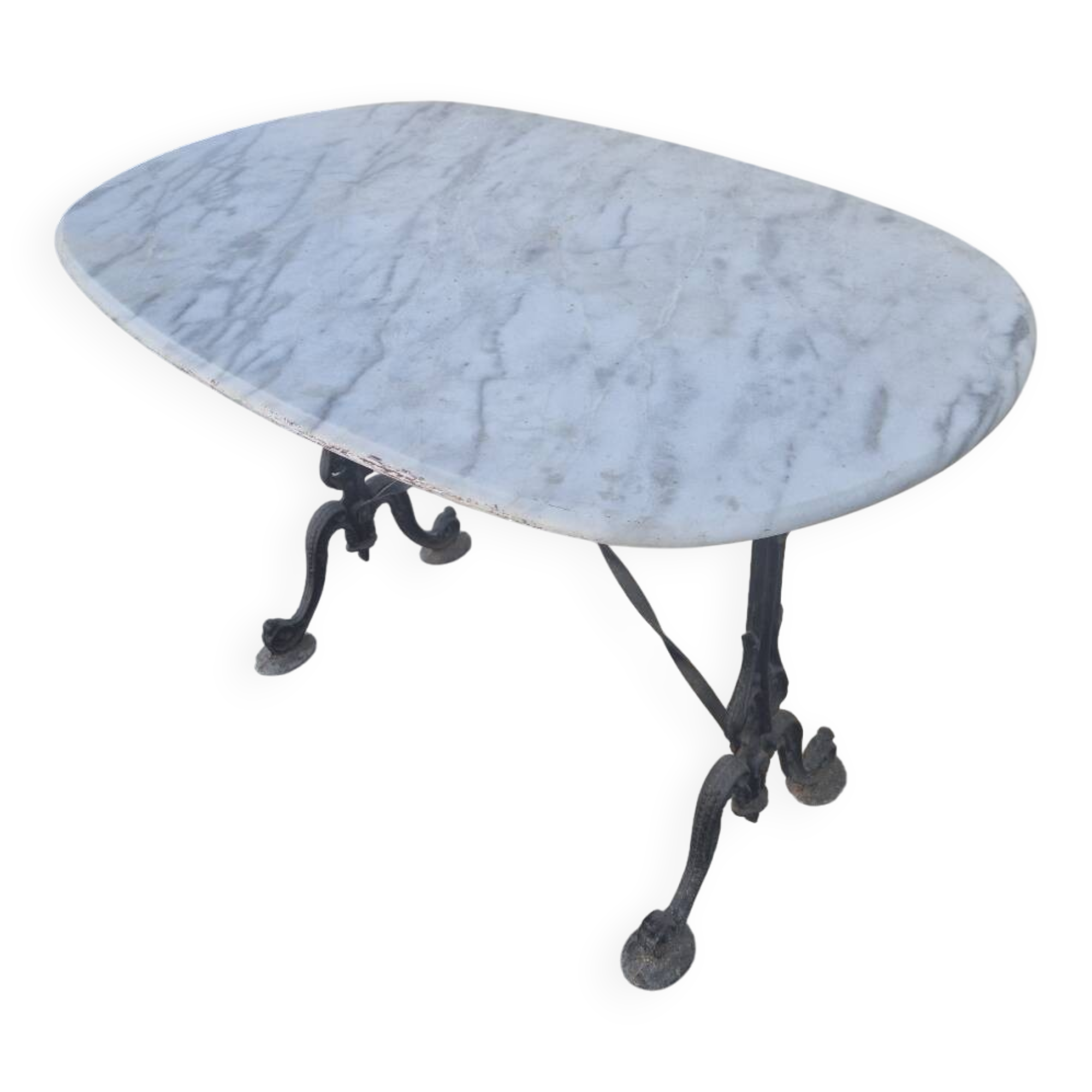 Antique cast iron and marble bistro restaurant table