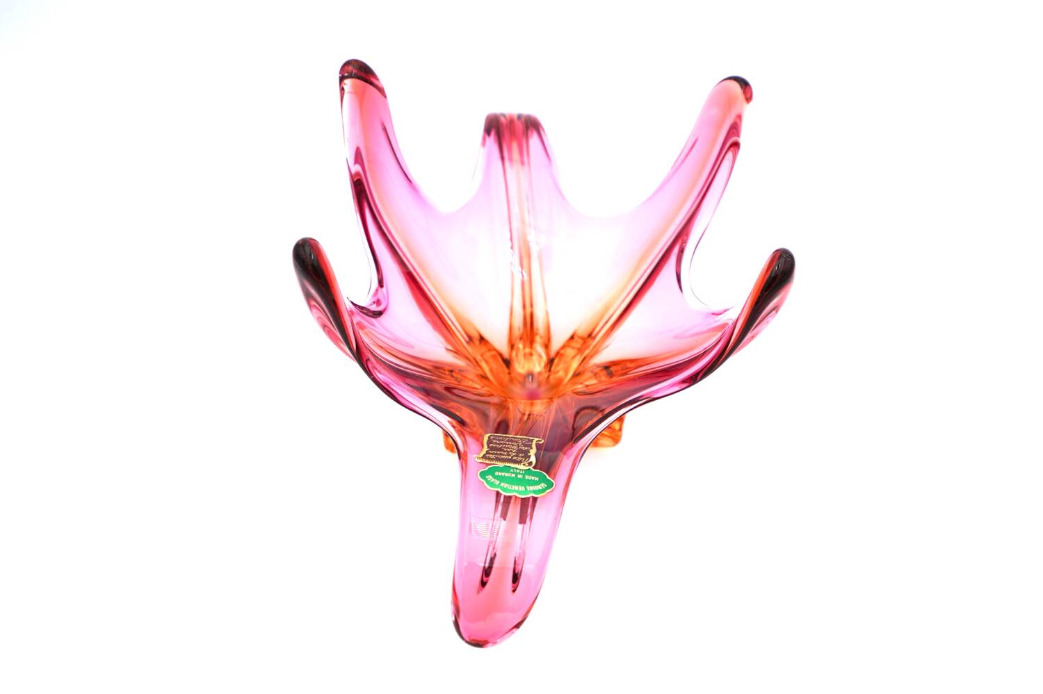 "Starfish" bowl by Murano – Fuchsia Pink & Amber – Circa 1960