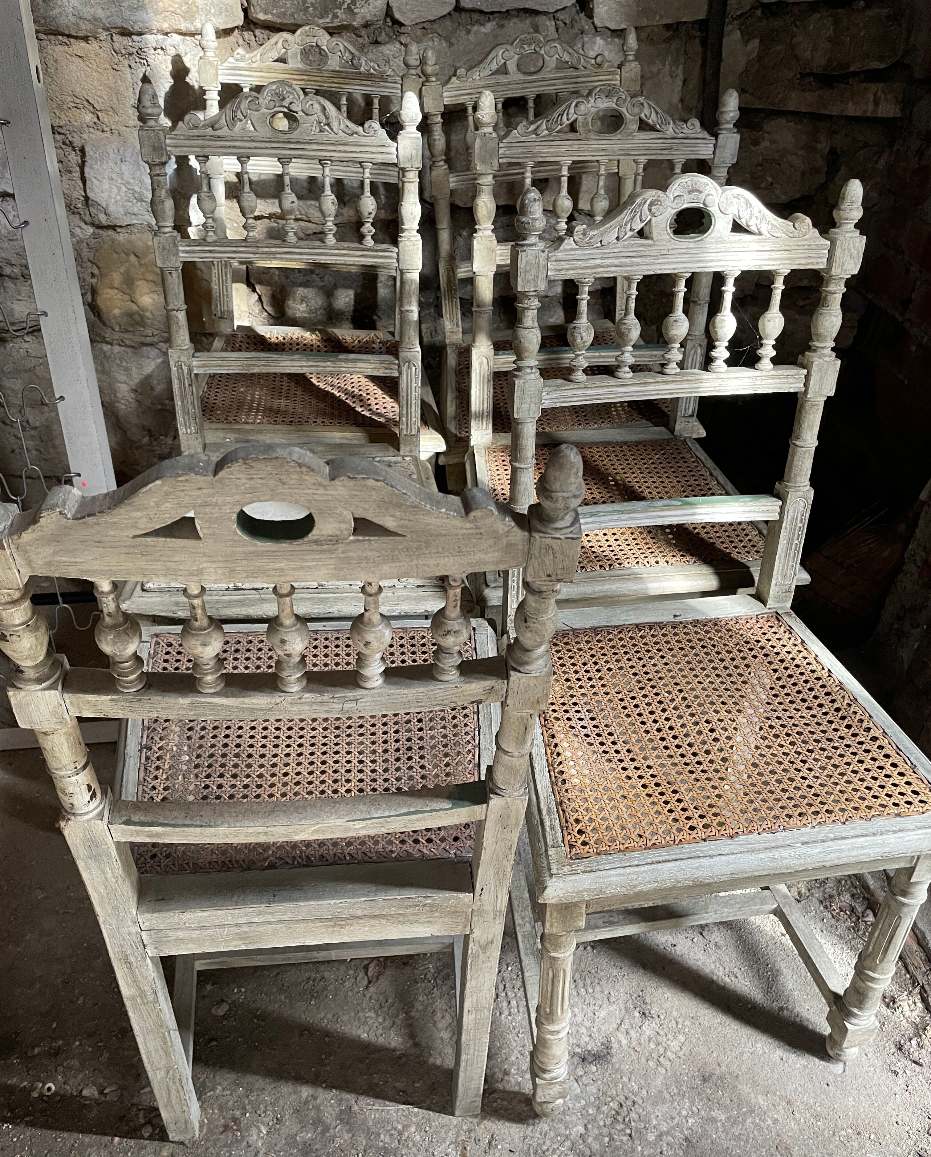 Old carved wood chairs