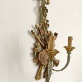 Louis XVI style wall lamp, musical instruments, 63 cm