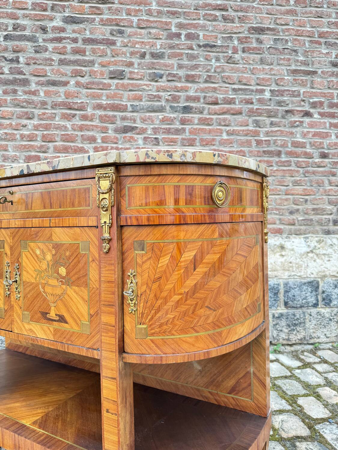 Console, Serving In Marquetry Louis XVI Style XIX Eme Century