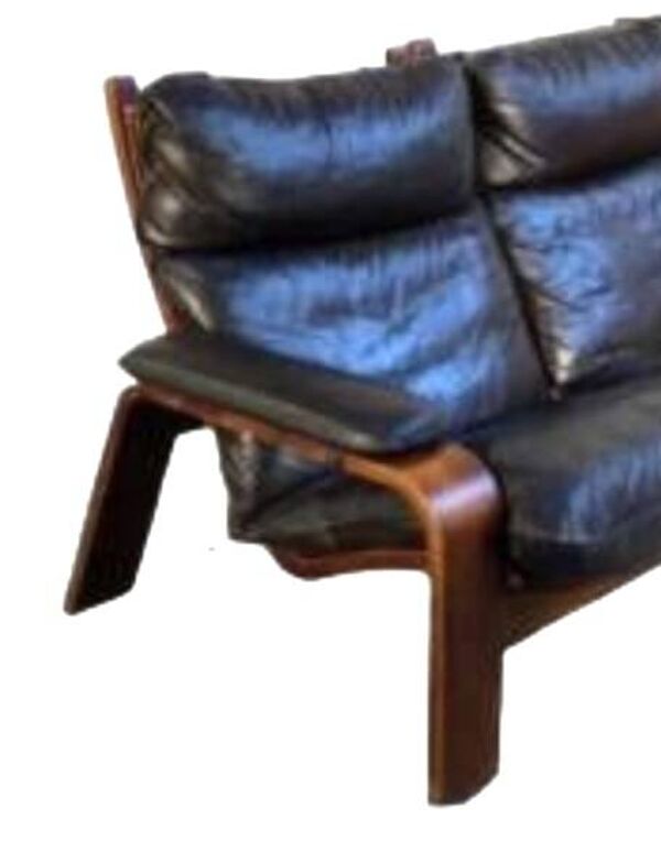 Canape scandinave vintage en cuir noir