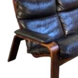 Vintage Scandinavian sofa in black leather