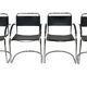 Set of 4 bauhaus cantilever chairs black leather and chrome design