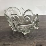 Vintage molded pressed glass bowl on foot