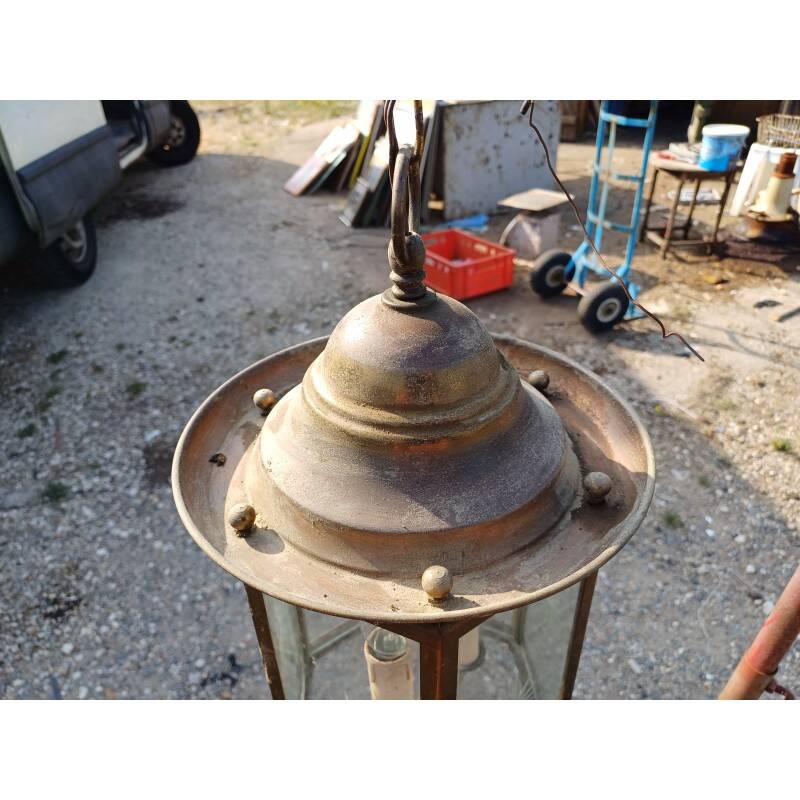 Brass and crystal pendant light