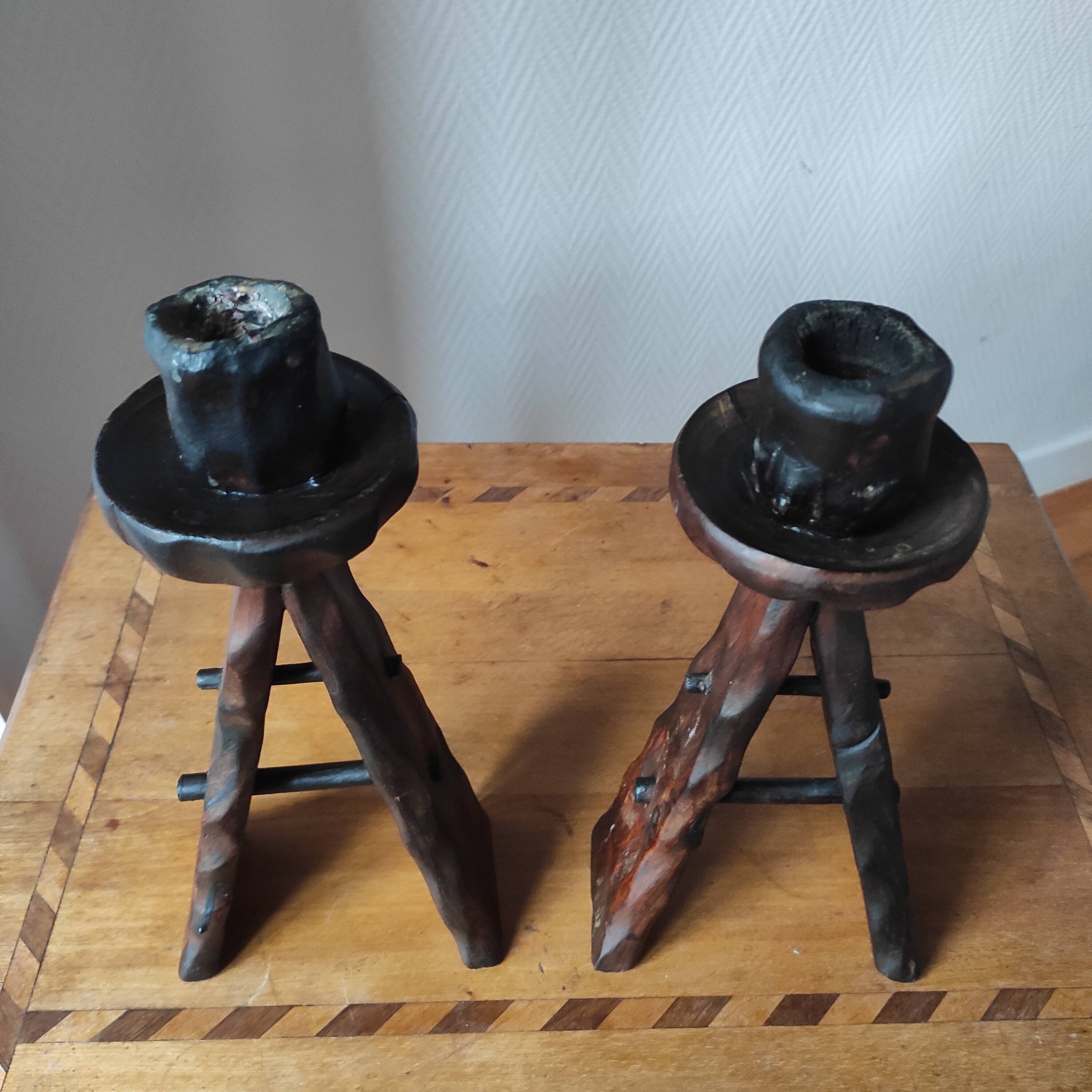 Pair of vintage brutalist candlesticks from the 1950s-60s