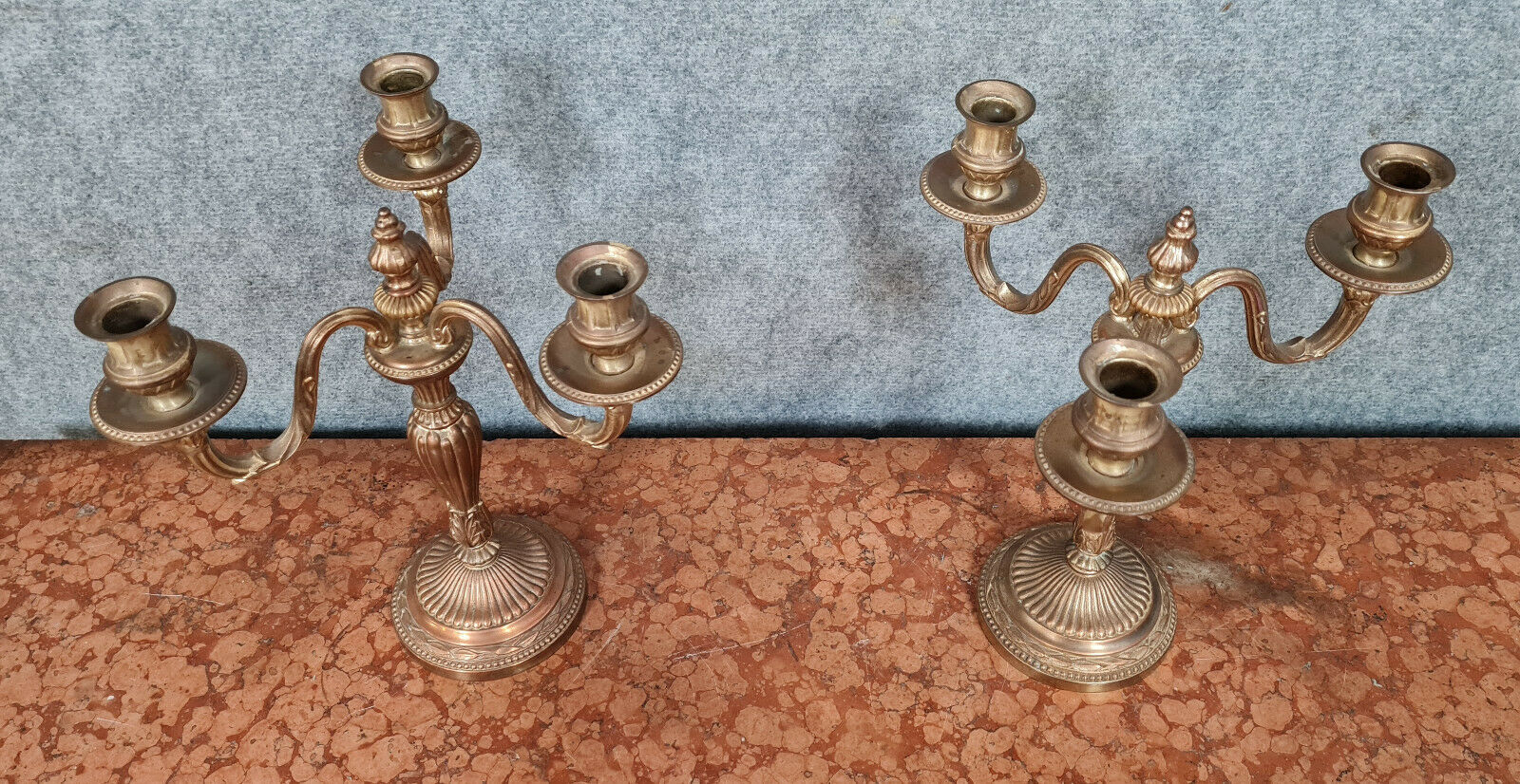 Pair of napoleon III 1900 era candle holders in bronze