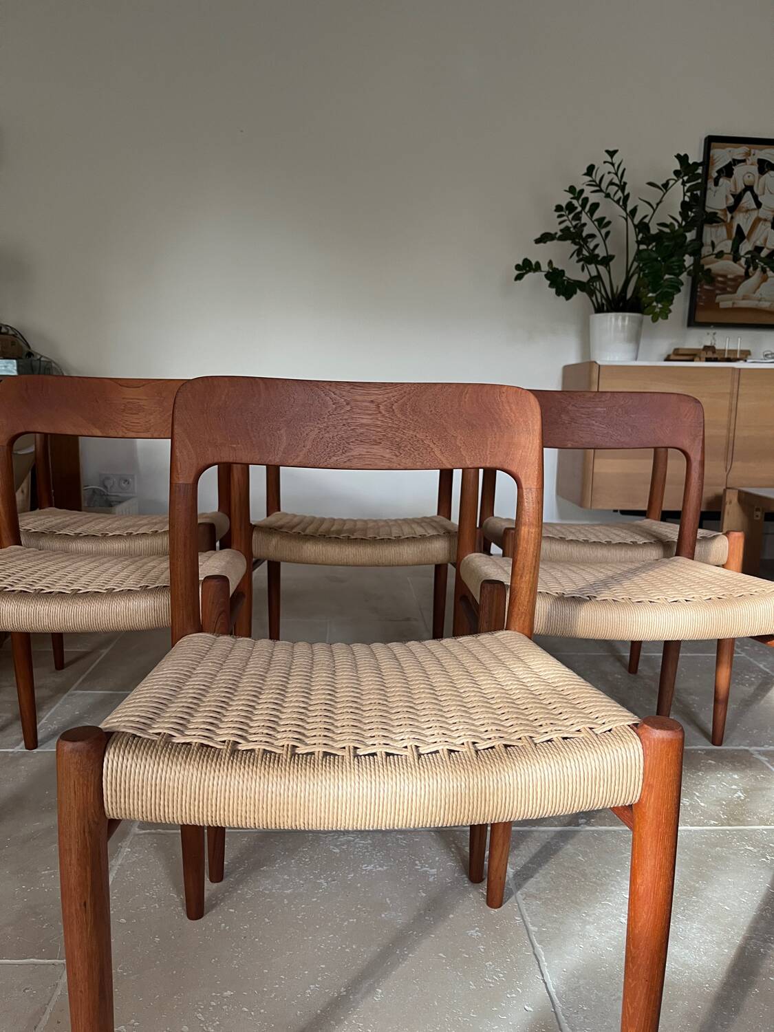 Lot de 6 chaises Niels Otto Moller n° 75 en teck