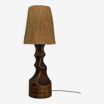 Lampe de table hollandaise brutaliste avec abat-jour en sisal, années 1960