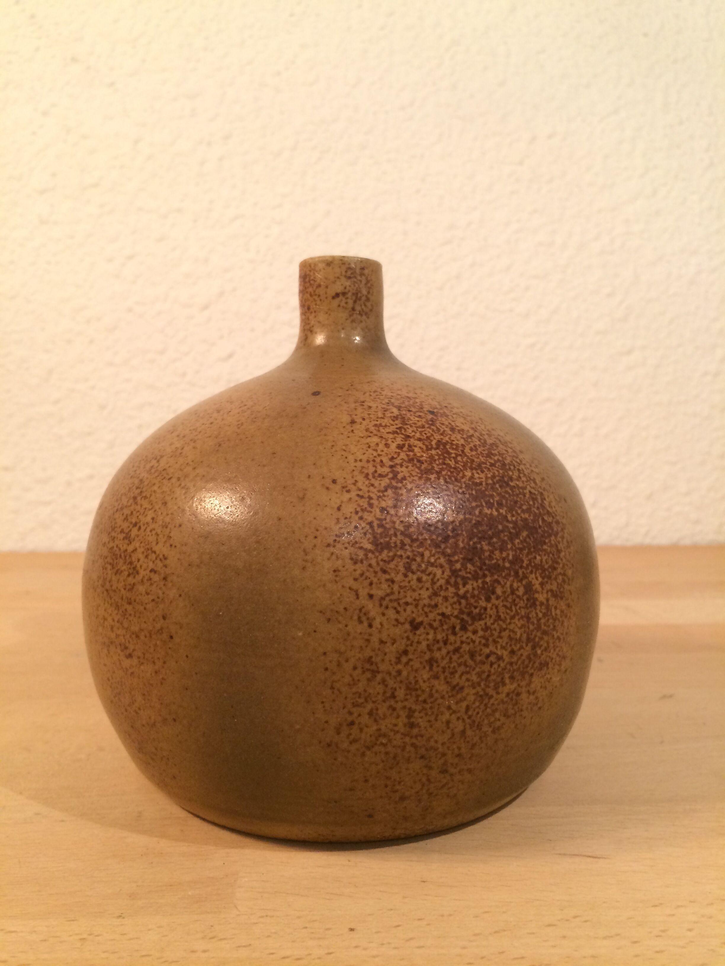 Sandstone ball vase signed Michel Dumont