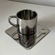 Stainless steel coffee cup set with saucer and spoon – Minimalist Nordic modern design