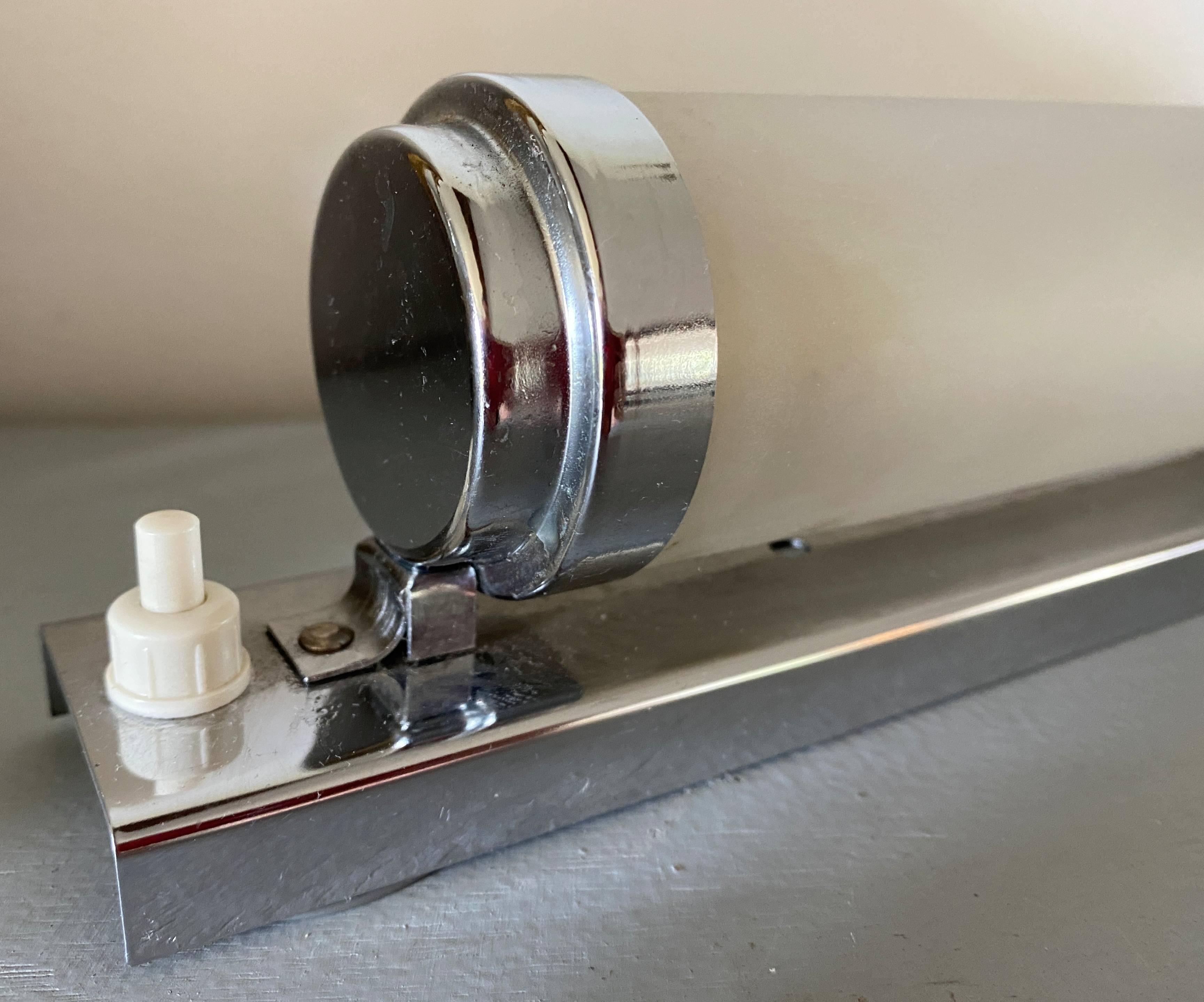 Lamp wall lamp vintage tube sandblasted glass and mounting chrome