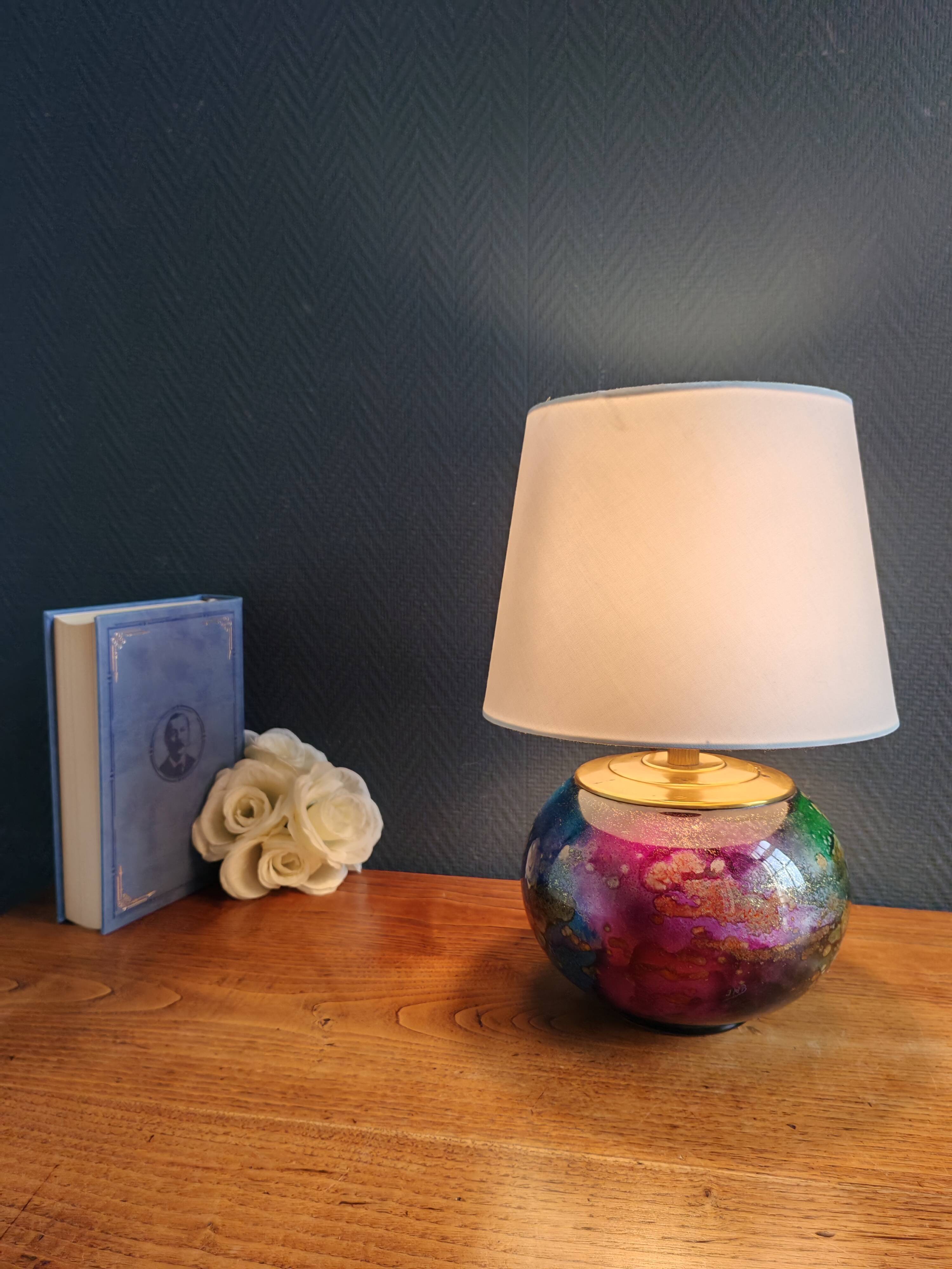 Lamp "Laque Line" Jean-Noël Bouillet (JNB) - Painted Glass Globe Signed