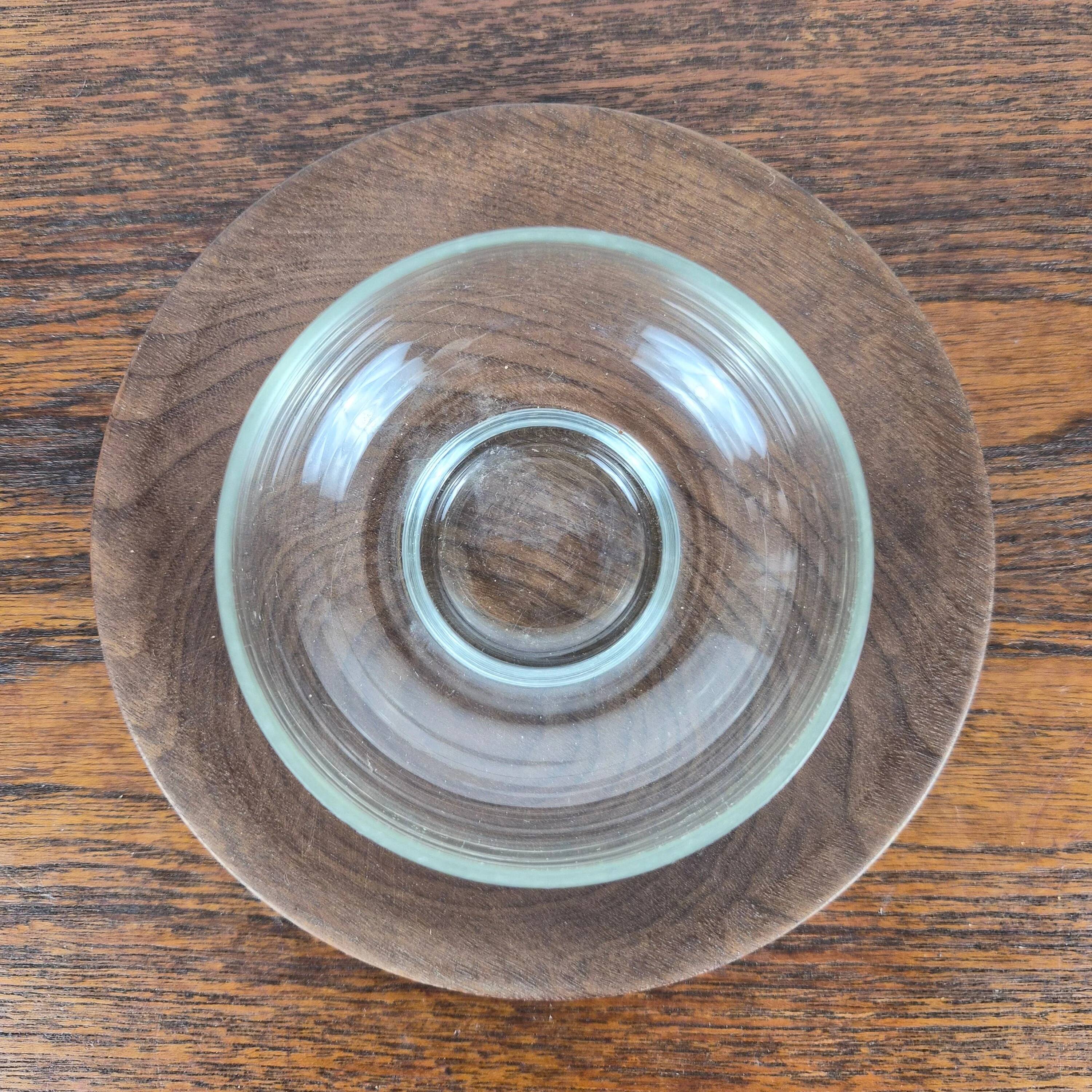 Teak saucer and its glass, Denmark, 1960