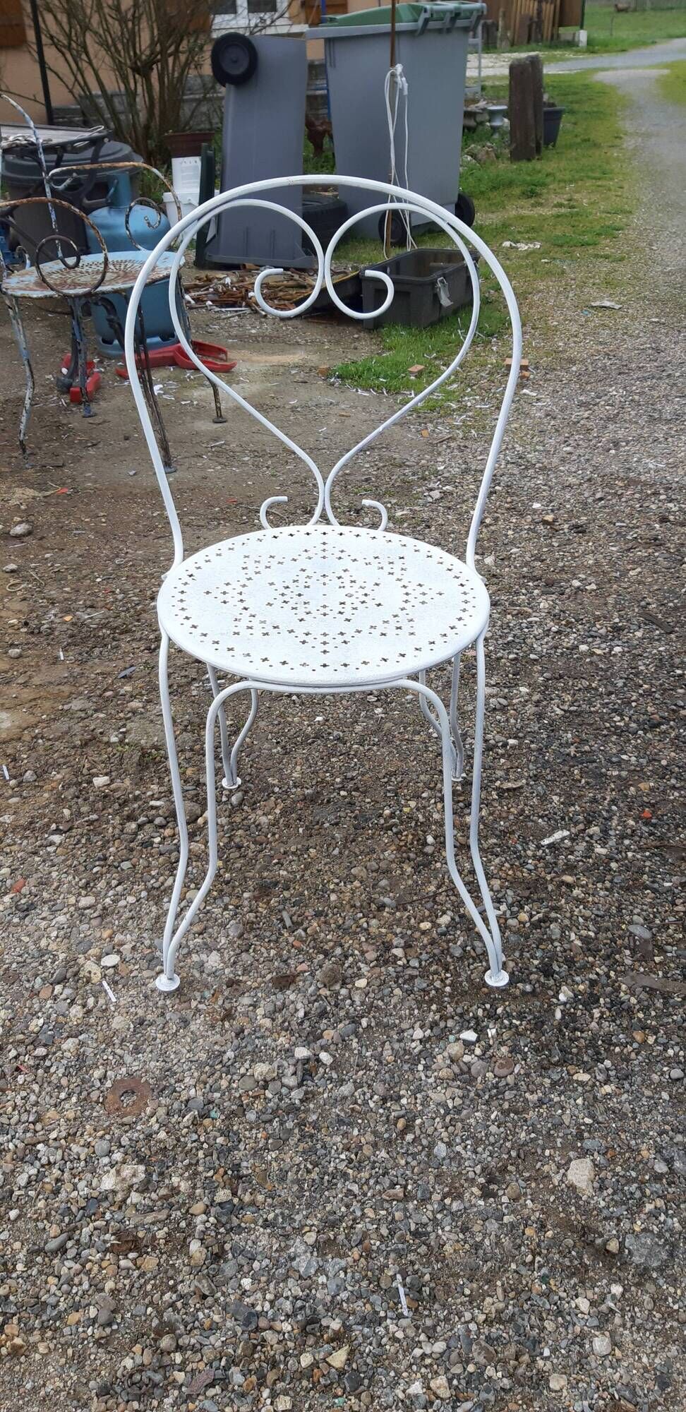 Garden furniture wrought iron and smoked glass 1900