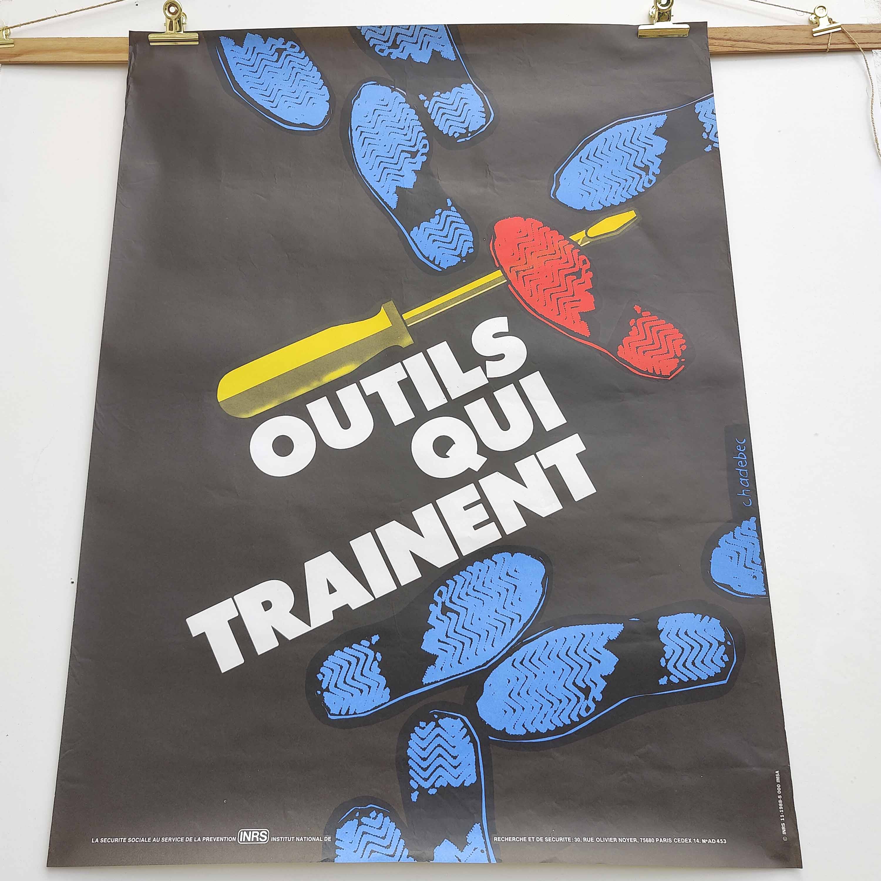 Vintage poster INRS 1988 graphics Chadebec